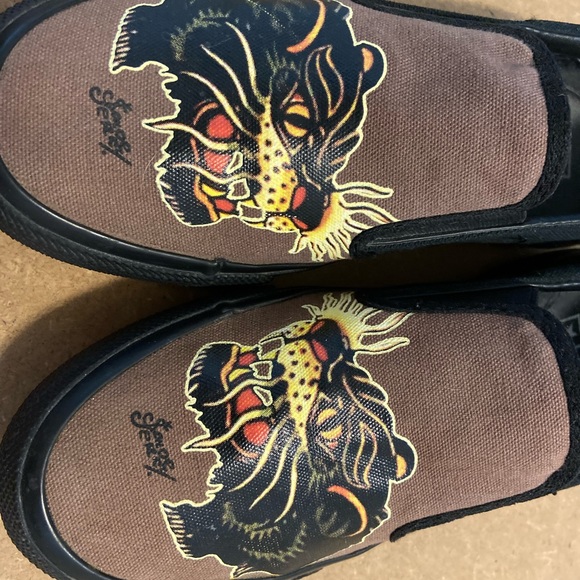 Vintage 2003 Mens Size 6 Women’s 7.5 Sailor Jerry Slip On Converse Shoes - Picture 9 of 12